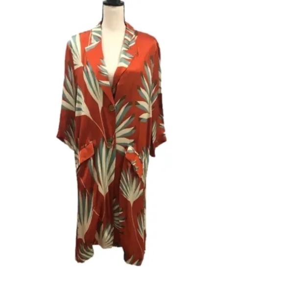 Anthropologie Siyu Palm Printed Jacket Duster, Size 6 - Picture 2 of 9
